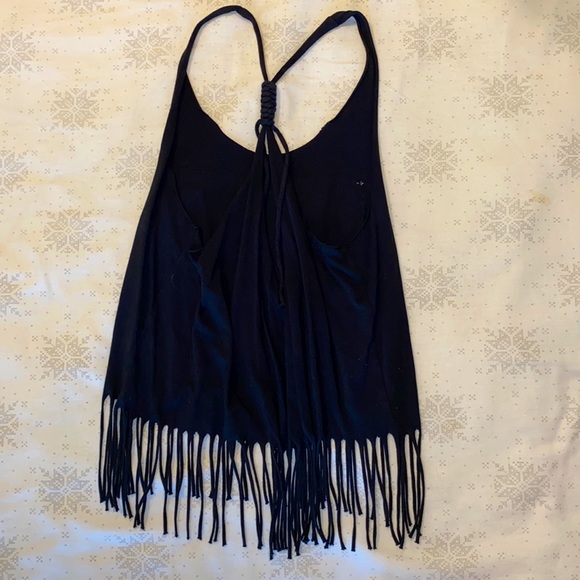 vintage, black & white, American flag, fringed tank top - Picture 4 of 5